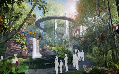 Erweiterungsbau des Zoo am Meer = Biodom Bremerhaven - Beispiel Innenansicht Amazonas